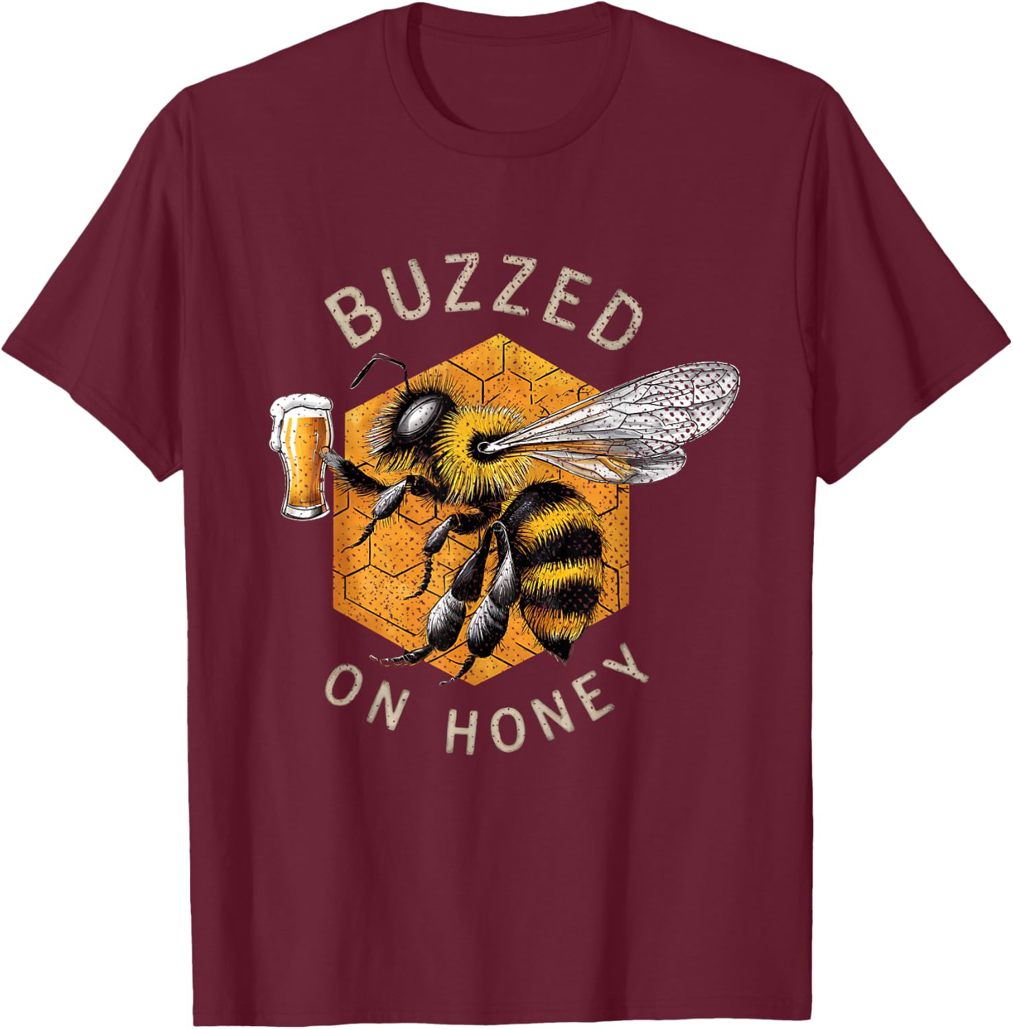 Mead Drinking Beer | Buzzed On Honey Mead T-Shirt - T-Shirt | Maroon