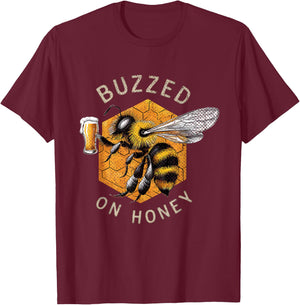 Mead Drinking Beer | Buzzed On Honey Mead T-Shirt - T-Shirt | Maroon