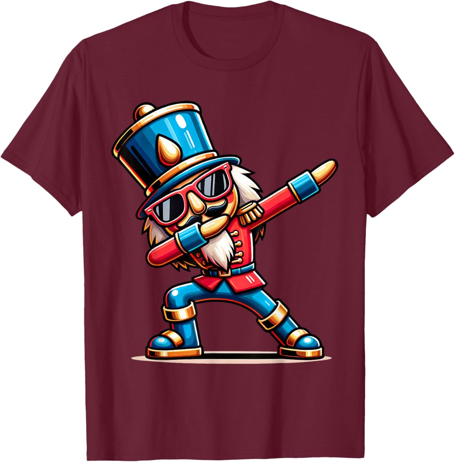 Christmas Nutcracker Dabbing Boys Santa Xmas Funny T-Shirt - T-Shirt | Maroon