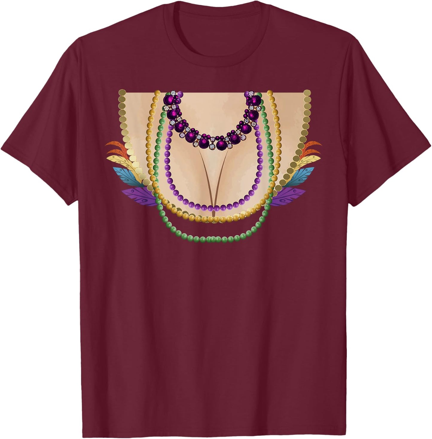 Funny Boobs Mardi Gras New Orleans Gift T-Shirt - T-Shirt | Maroon