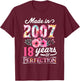 18 Year Old Made In 2007 Floral Flower 18th Birthday T-Shirt - T-Shirt | Maroon