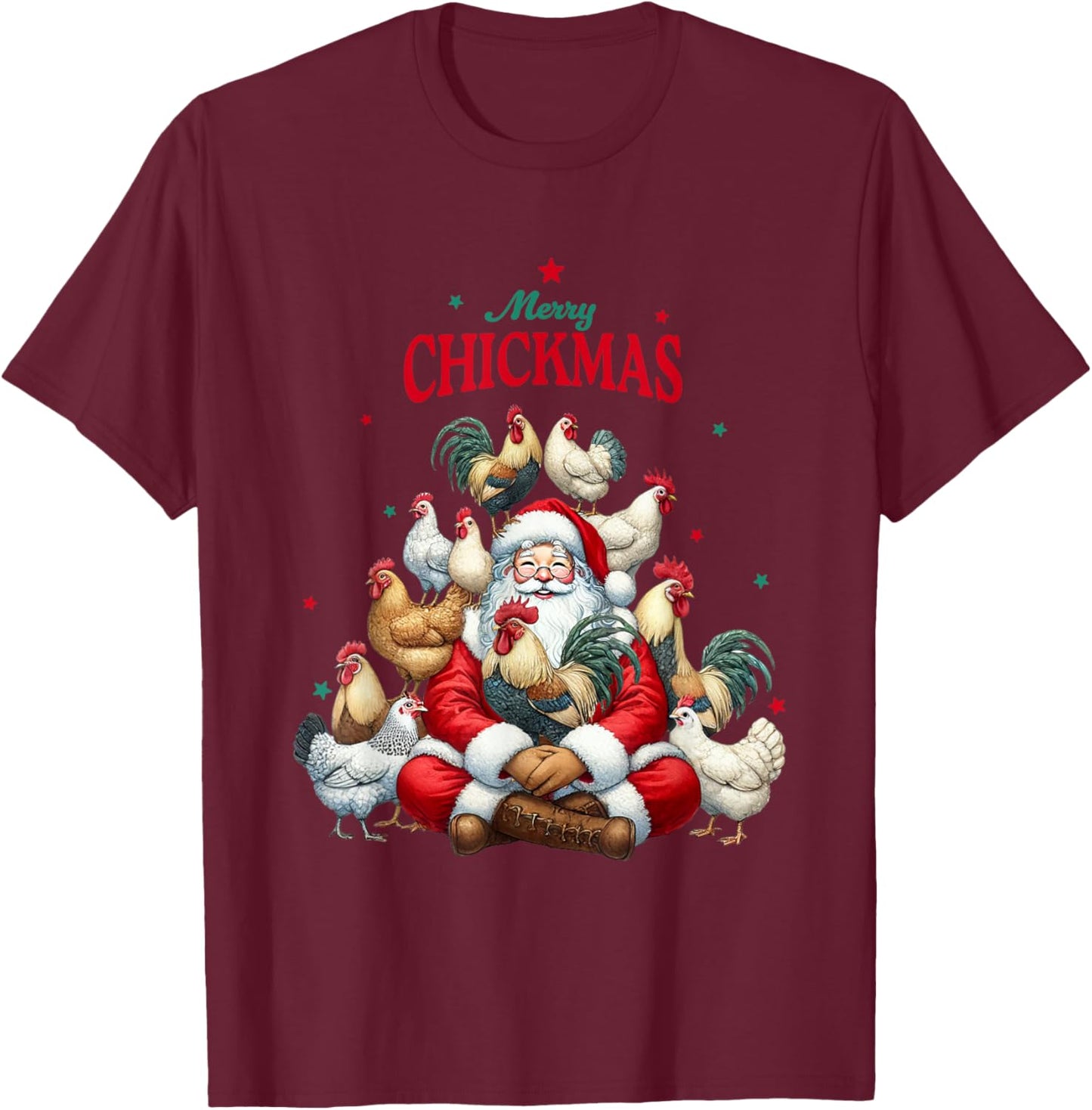 Funny Christmas Chicken Merry Chickmas T-Shirt - T-Shirt | Maroon