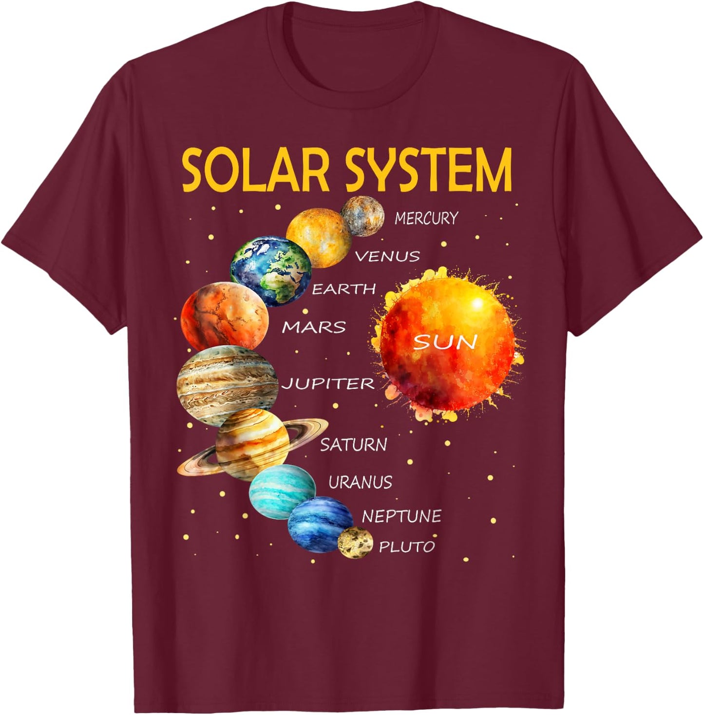 Cute Solar System Planets for Boys and Girls T-Shirt - T-Shirt | Maroon