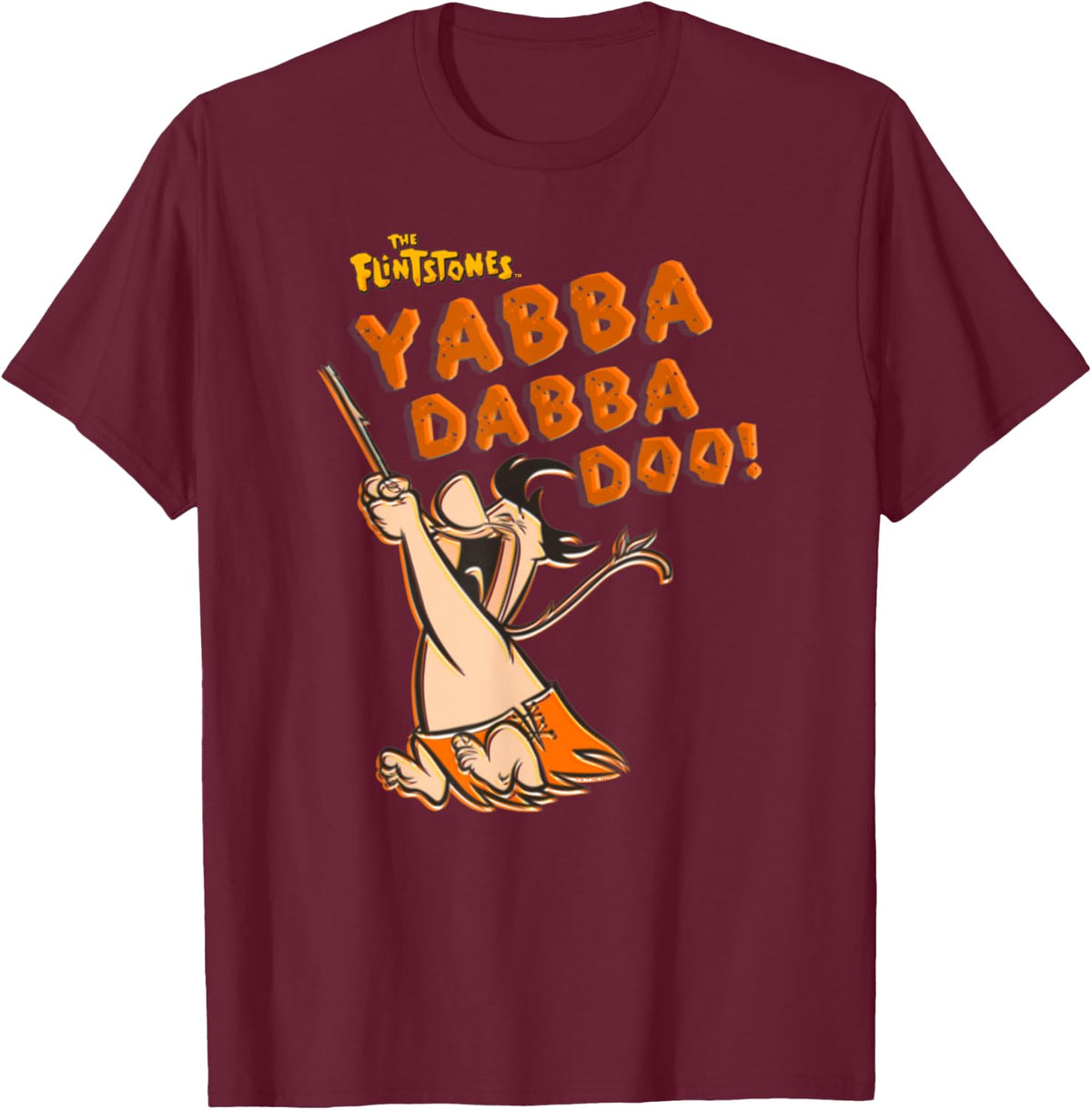 Popfunk The Flintstones Fred Yabba Dabba Doo! -Kids Cartoon-Character Blue Small T-Shirt - T-Shirt | Maroon
