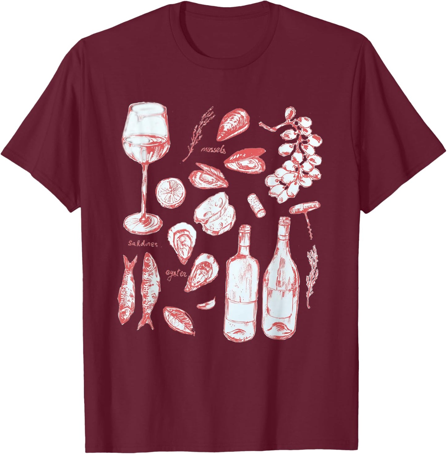 Seafood Italian Summer - Tin Fish T-Shirt - T-Shirt | Maroon