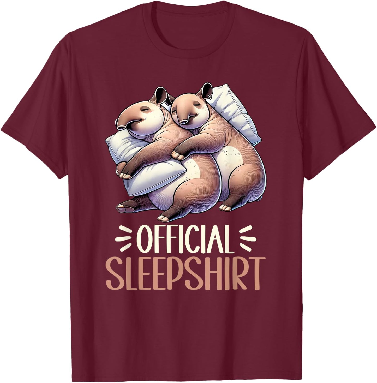 Tapir Official Sleep Shirt Funny Tapir Napping Pyjamas T-Shirt - T-Shirt | Maroon