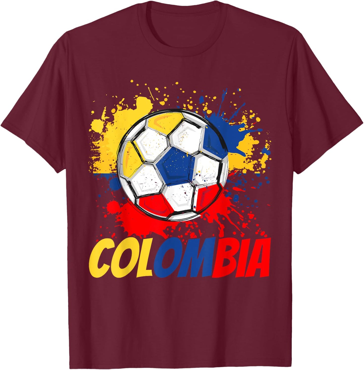Colombia Soccer Colombian Flag Men Women Kids T-Shirt - T-Shirt | Maroon