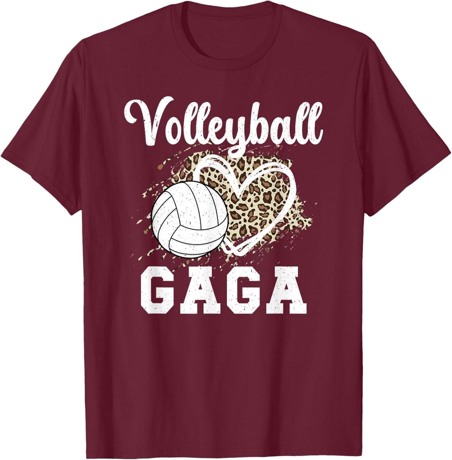 Volleyball Gaga Leopard Grandma Gaga Of A Volleyball Player T-Shirt - T-Shirt | Maroon