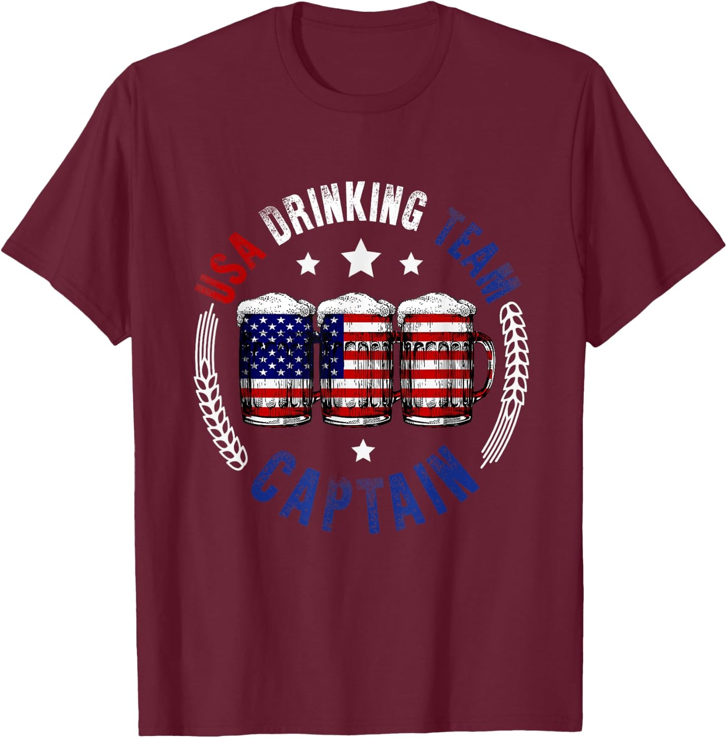 Drink Beer Can United States Flag Drinking American Team T-Shirt - T-Shirt | Maroon