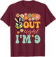Peace Out Eight I'm 9 Groovy 9th Happy Birthday Boy Girl T-Shirt - T-Shirt | Maroon