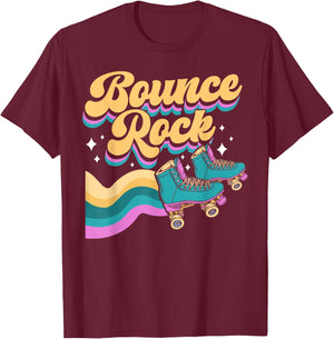 Cool Roller Skating Skate Girl 1970s Retro Bounce Rock T-Shirt - T-Shirt | Maroon