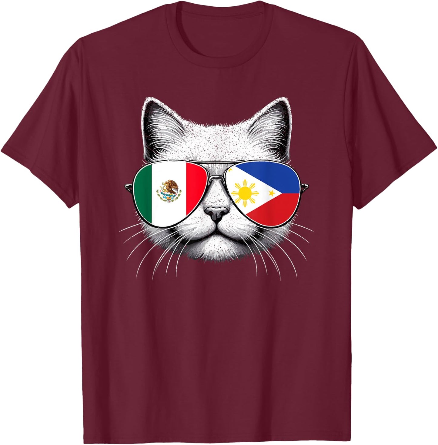 Half Mexican Half Filipino Funny Cat Mexipino Women Kids T-Shirt - T-Shirt | Maroon