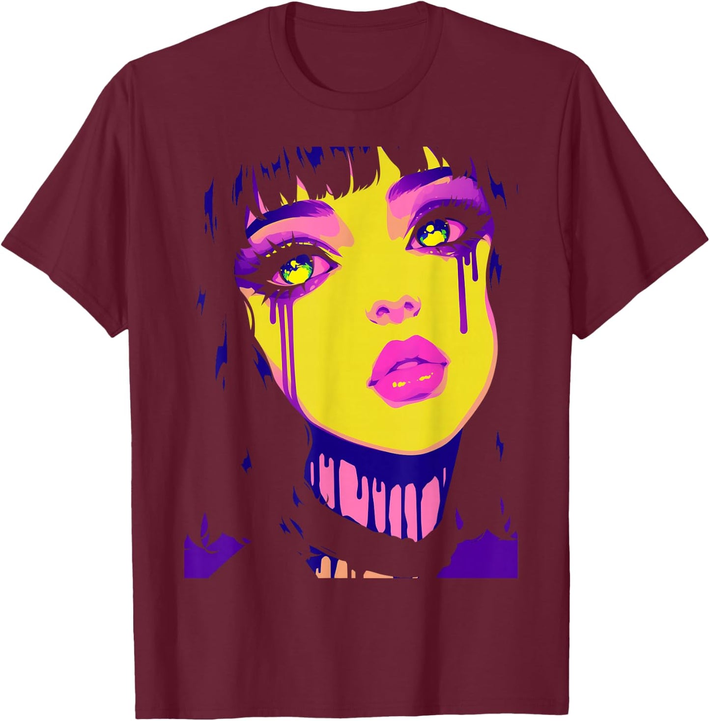 Cybergoth Cybercore Grunge Punk Goth Girl Alt Anime Manga T-Shirt - T-Shirt | Maroon