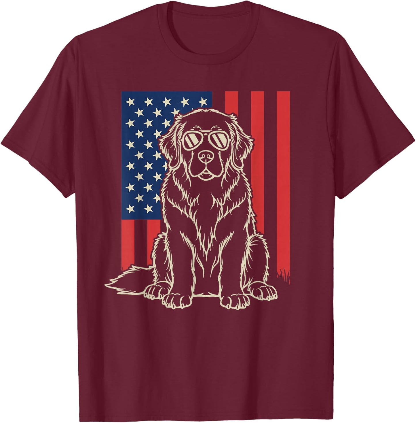 Newfoundland Dog Lover 4th of July T-Shirt - T-Shirt | Maroon