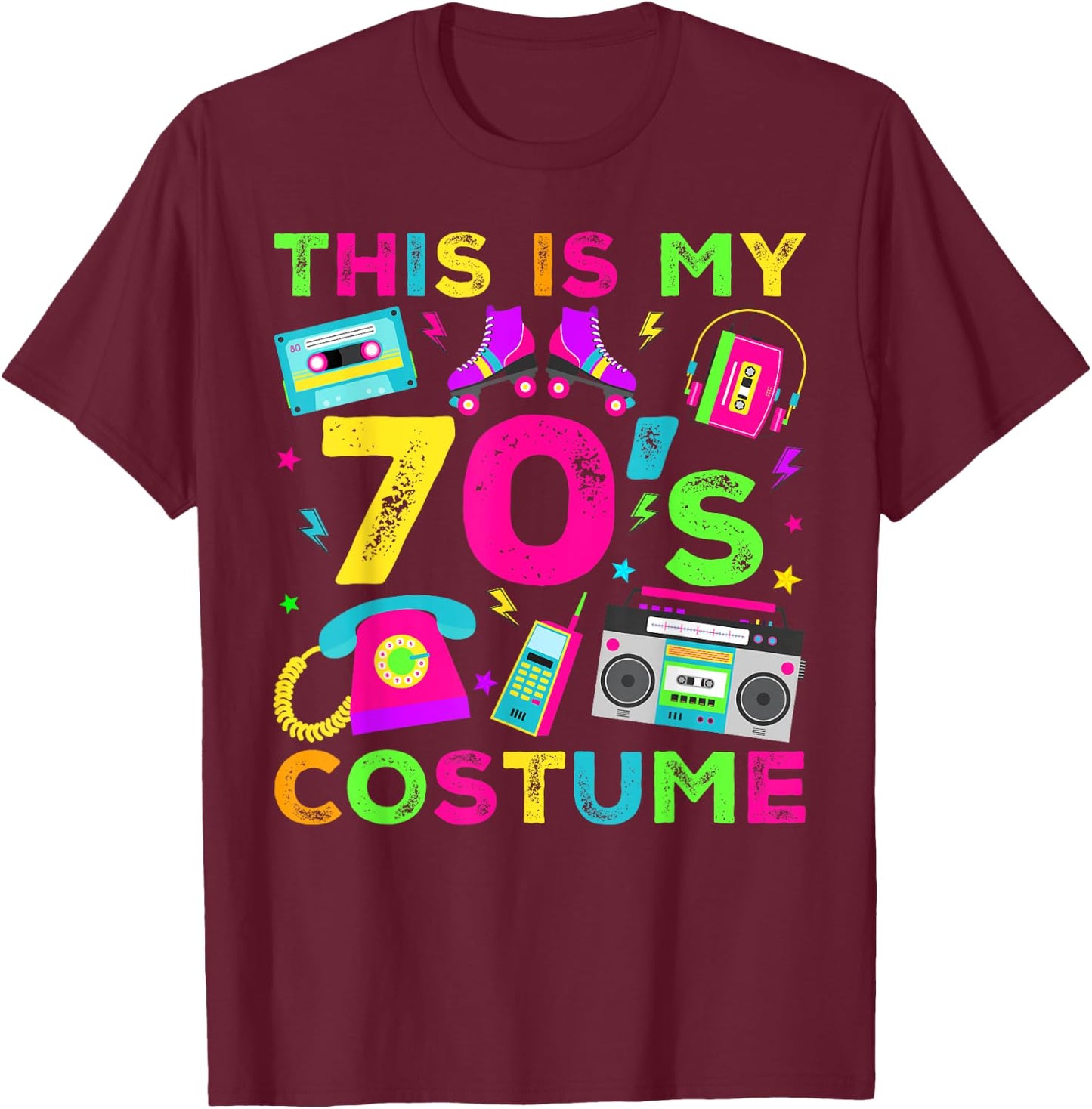 This is my 70's Costume Outfit Seventies Retro Party T-Shirt - T-Shirt | Maroon