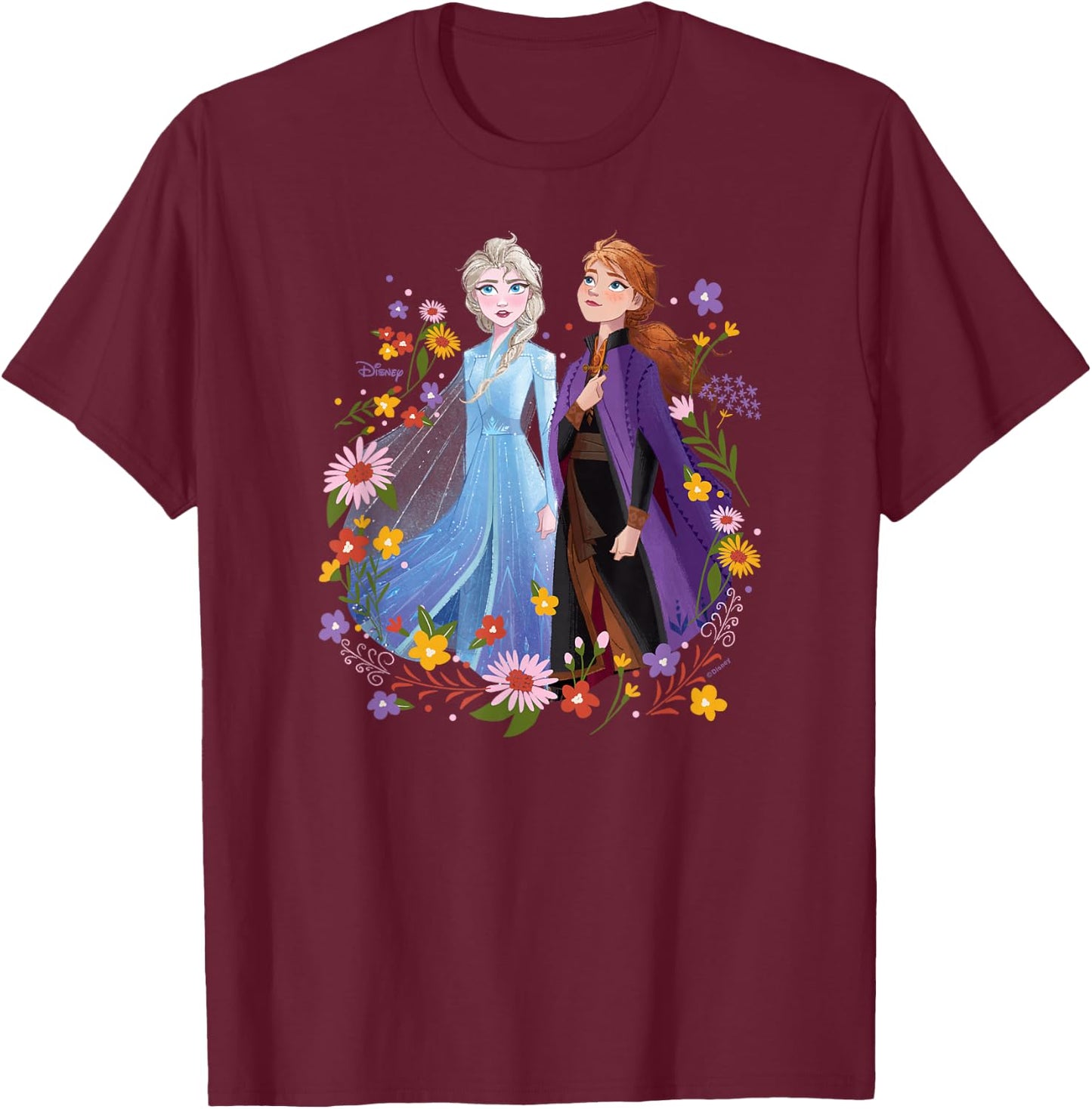 Frozen 2 - Elsa and Anna T-Shirt - T-Shirt | Maroon