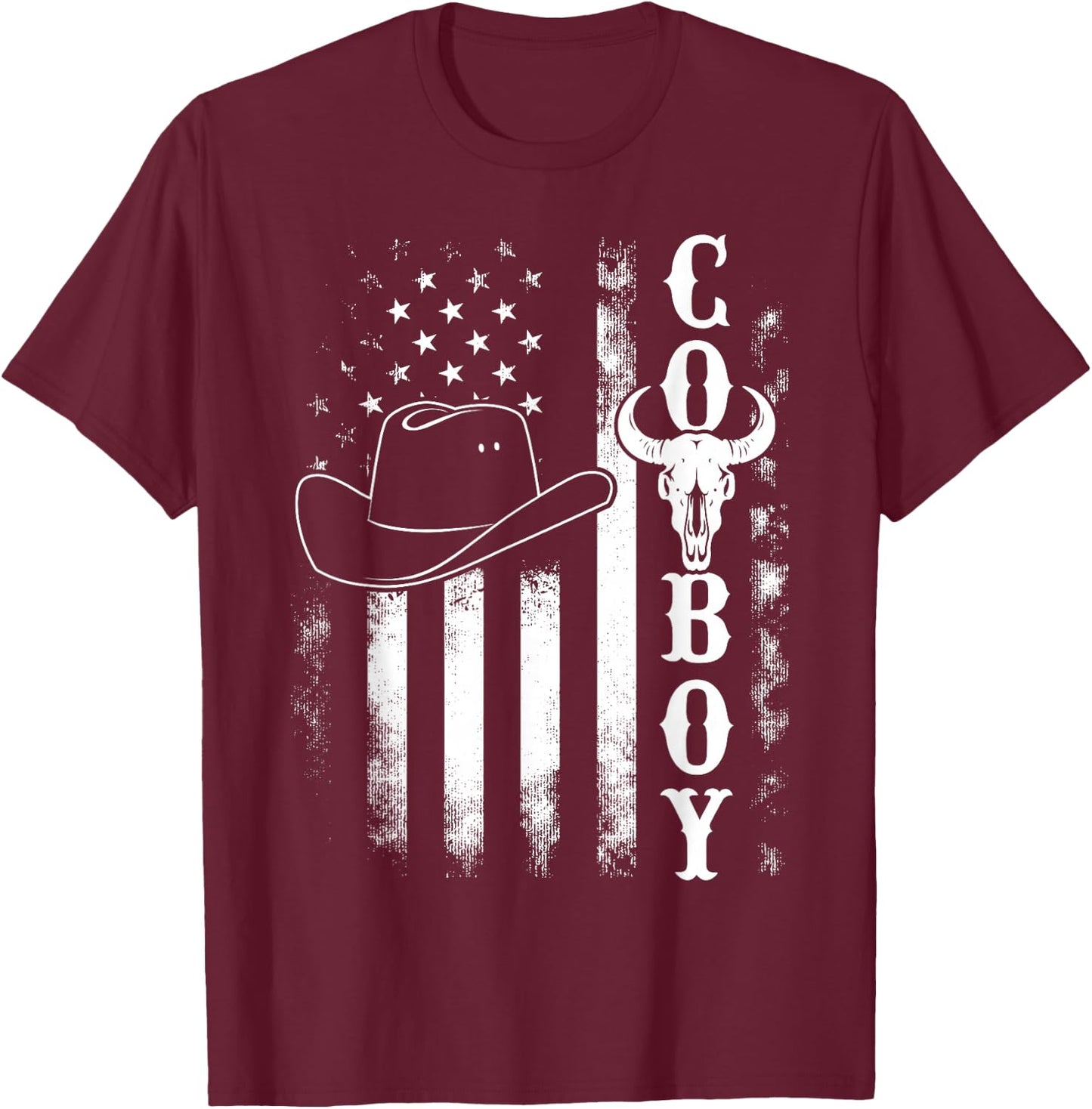 Western Country Men Teen Boy Kid Rodeo Southern Retro Cowboy T-Shirt - T-Shirt | Maroon