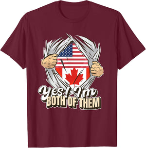 Yes I'm Both Of Them Dual Citizenship Canada T-Shirt - T-Shirt | Maroon