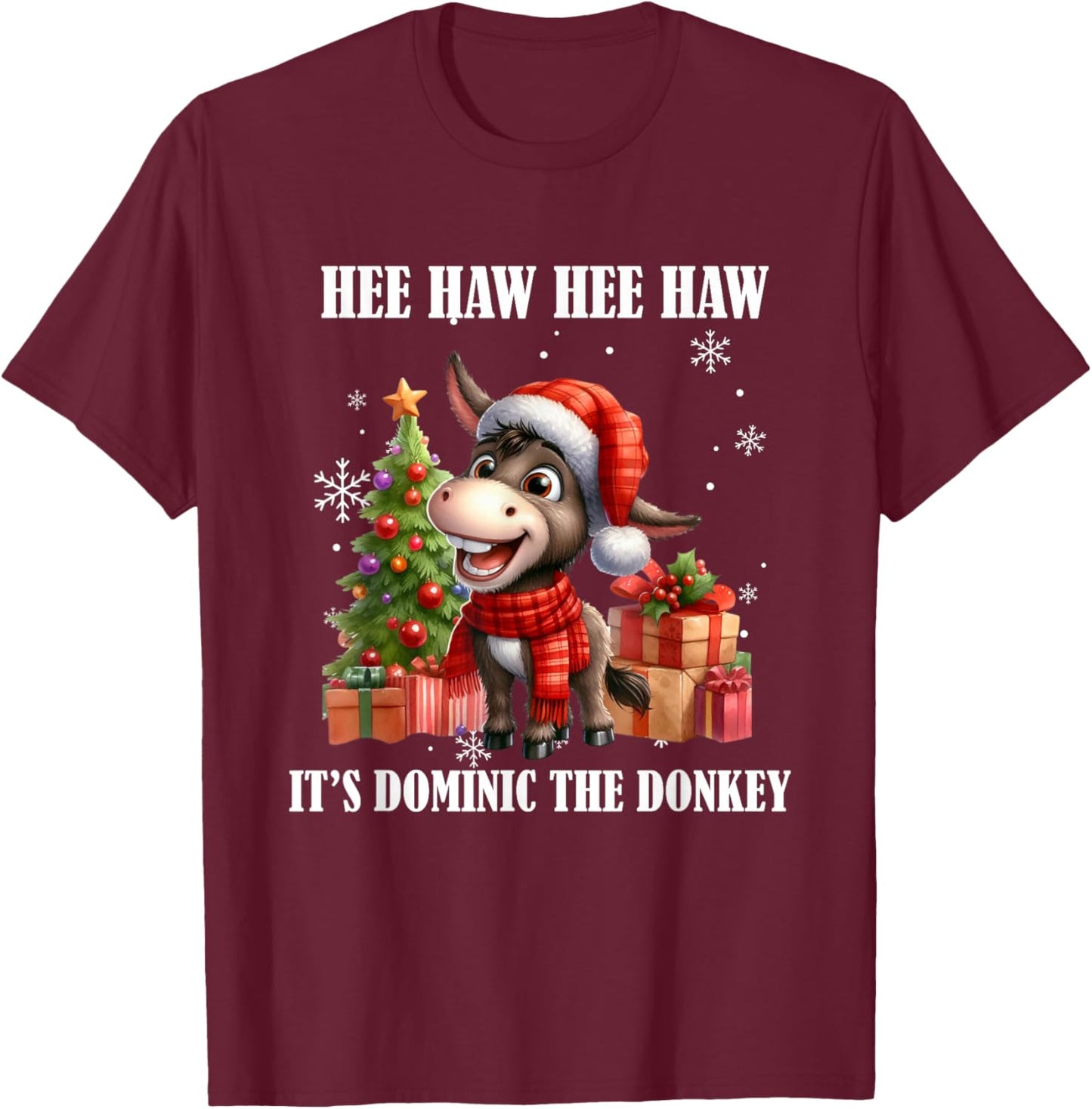 Funny Christmas Italian Christmas Donkey Dominic The Donkey T-Shirt - T-Shirt | Maroon