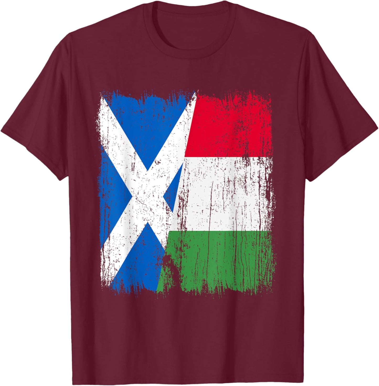 Scotland Italy Half Flag Proud Scottish Italian Pride T-Shirt - T-Shirt | Maroon