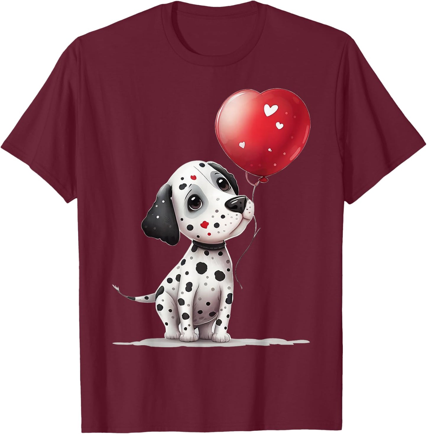 Dalmatian Love Heart for Valentines Day on Dalmatian Lover T-Shirt - T-Shirt | Maroon