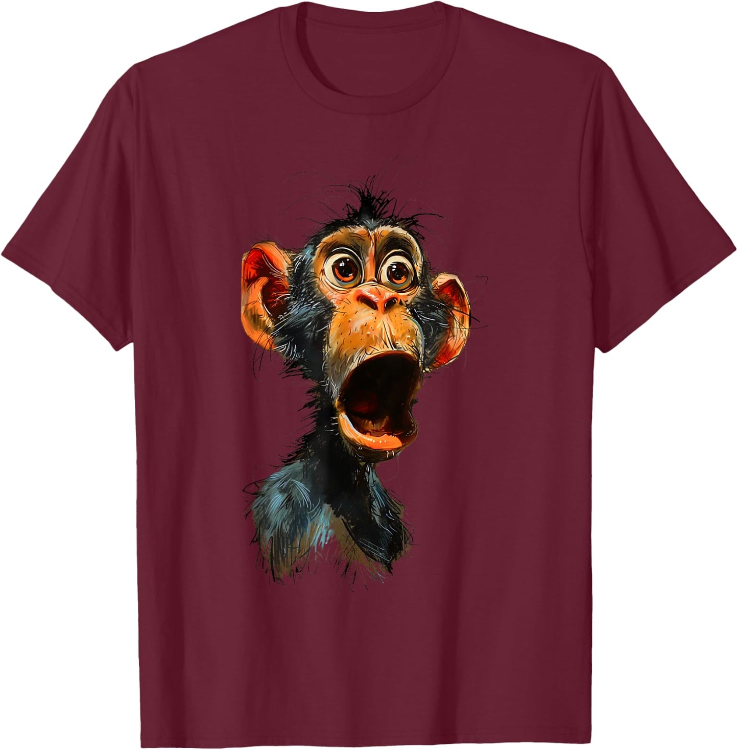 Surprised Monkey Funny Monkey Lover, Chimpanzee Meme T-Shirt - T-Shirt | Maroon