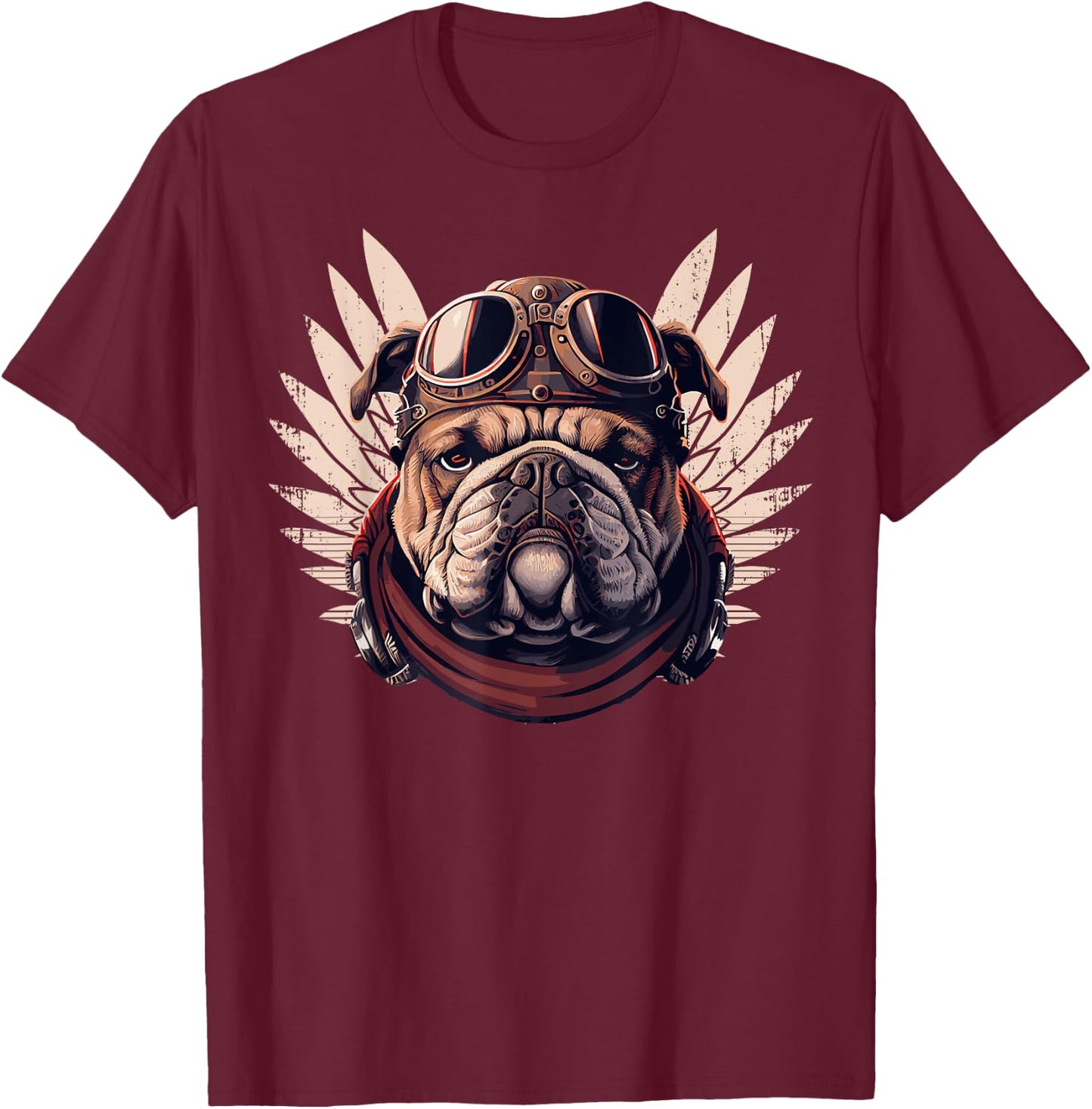 English Bulldog Biker Helmet Motorcycle Aesthetic Women Girls Kids T-Shirt - T-Shirt | Maroon