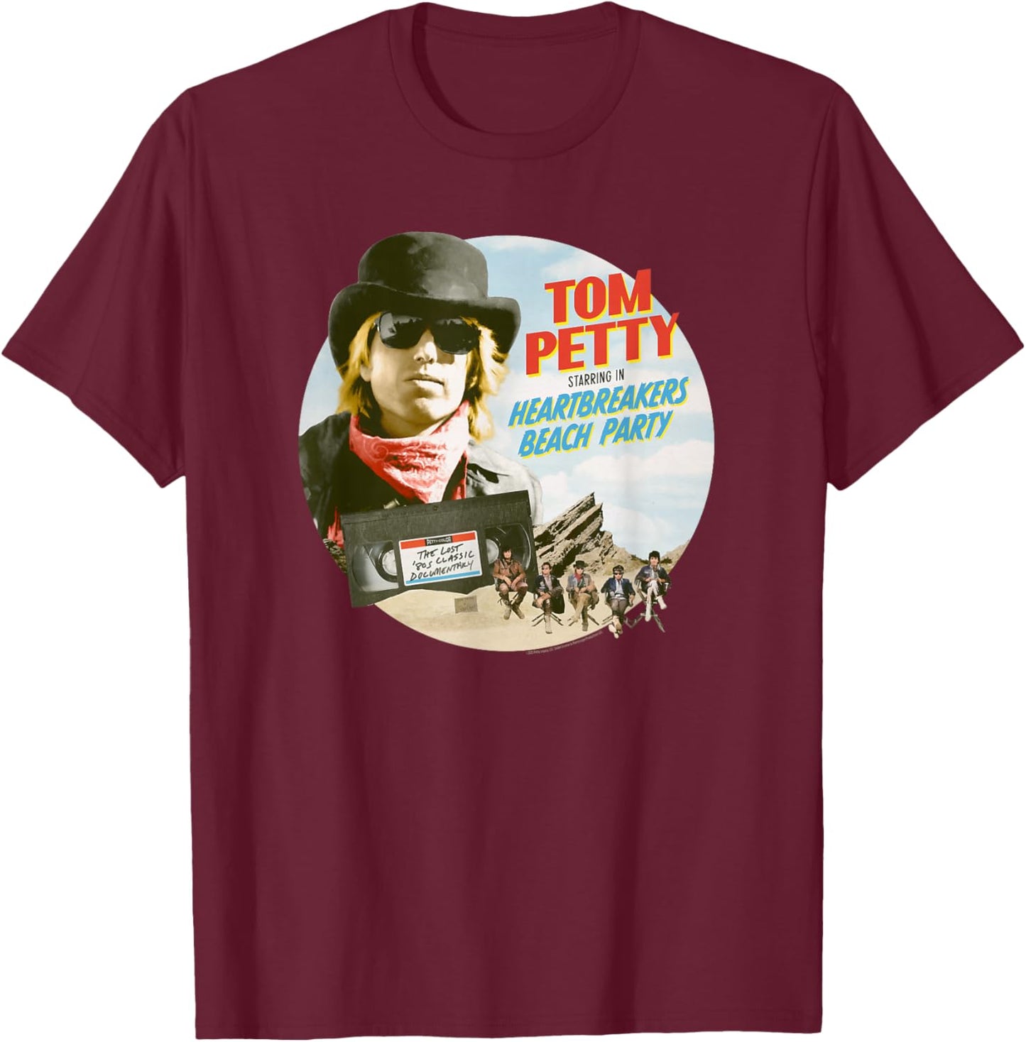 Tom Petty & The Heartbreakers Beach Party Movie Poster Art T-Shirt - T-Shirt | Maroon
