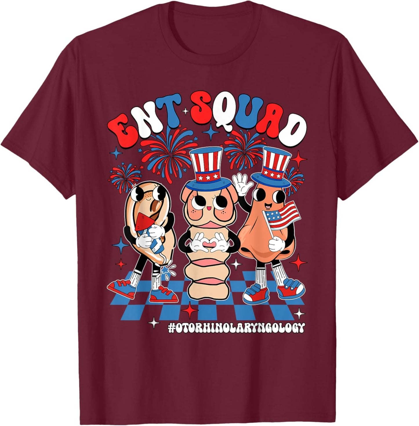 ENT Squad Independence Day Patriotic Otolaryngologist T-Shirt - T-Shirt | Maroon