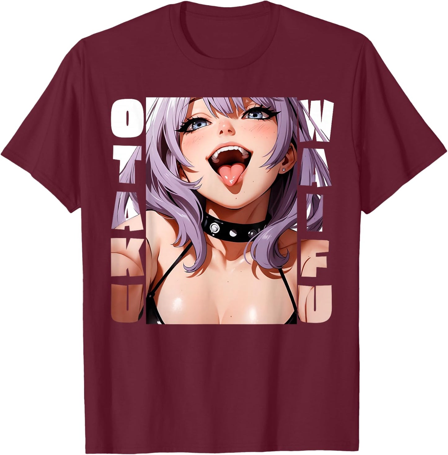 Lewd Anime Girl |Otaku Waifu | Anime Manga Hentai Face Gift T-Shirt - T-Shirt | Maroon