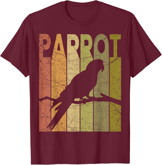 Parrot Vintage Birdwatching Parrot Retro Ornithology Birding T-Shirt - T-Shirt | Maroon