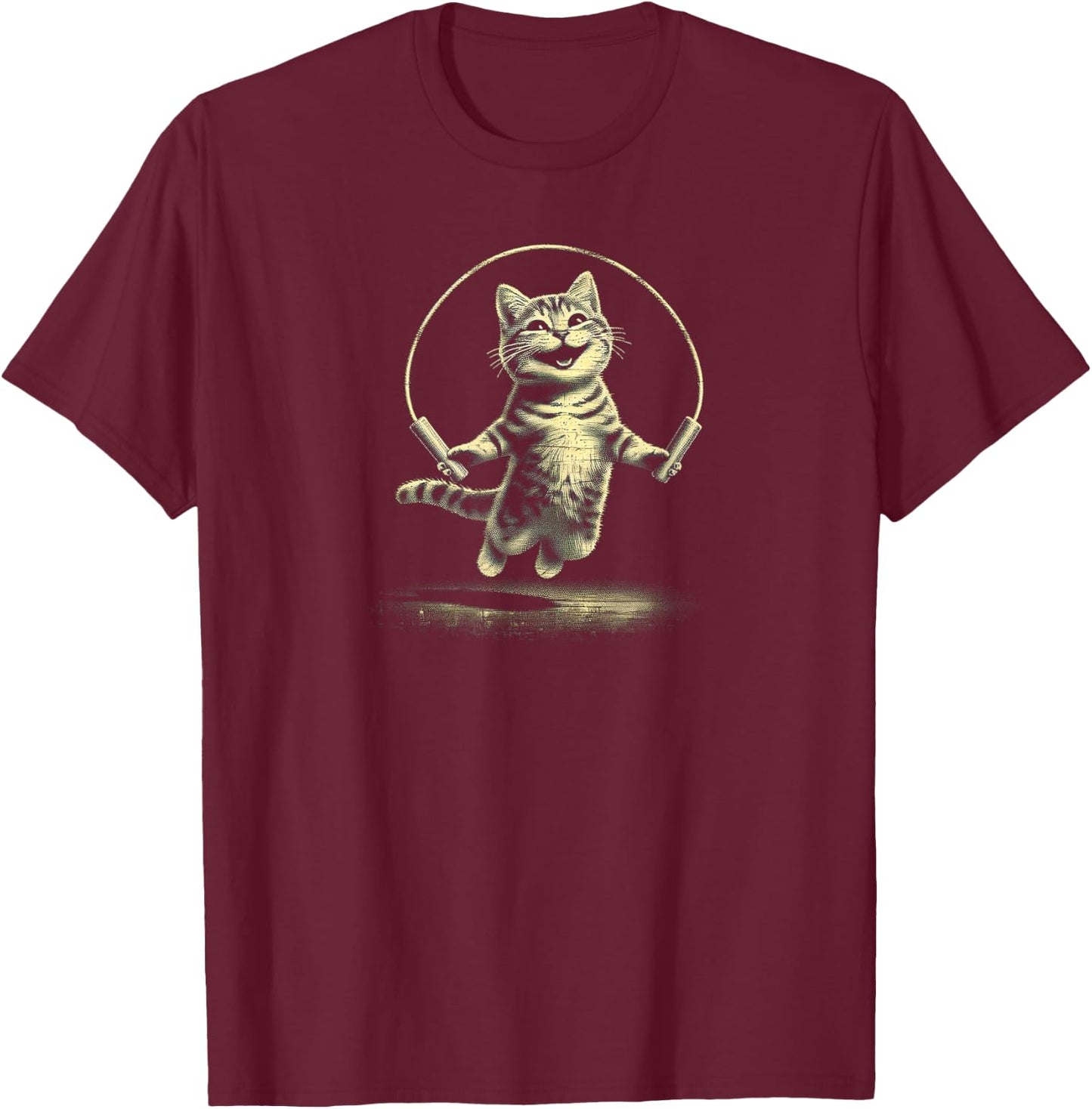 Whisker Workouts Kitty Jump Rope , Small, Black T-Shirt - T-Shirt | Maroon