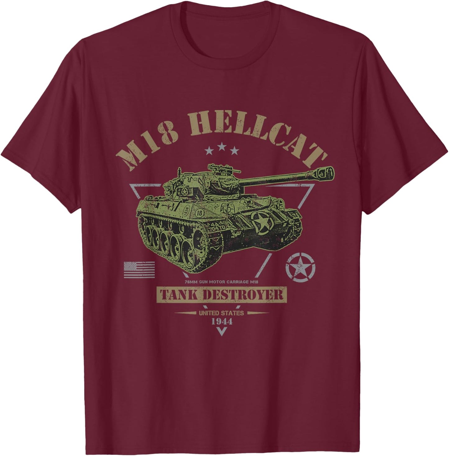 M18 Hellcat WW2 Tank Destroyer T-Shirt - T-Shirt | Maroon