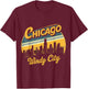 Chicago Skyline Windy City Costume Vintage Illinois Souvenir T-Shirt - T-Shirt | Maroon