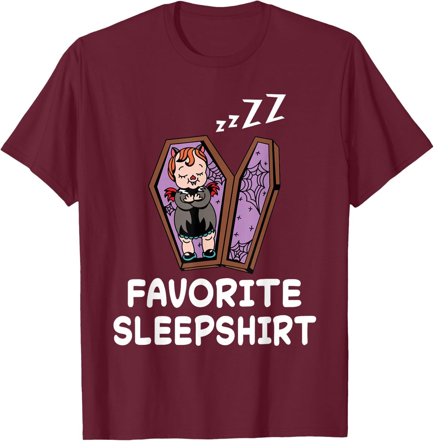 Vampire Vampires Nap Sleeping Sleep Pajama Nightgown T-Shirt - T-Shirt | Maroon