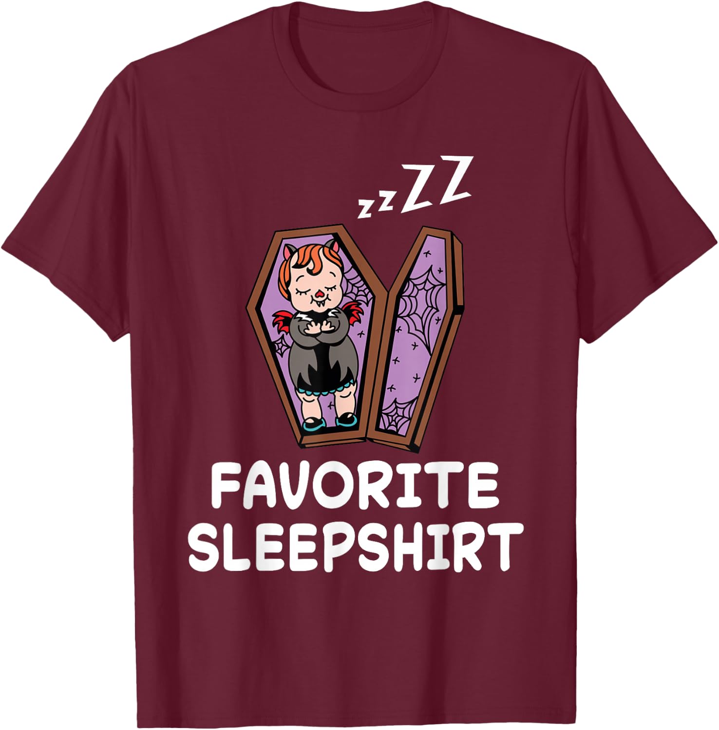 Vampire Vampires Nap Sleeping Sleep Pajama Nightgown T-Shirt - T-Shirt | Maroon