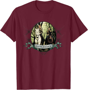 Outlander Banner with Horses T-Shirt - T-Shirt | Maroon