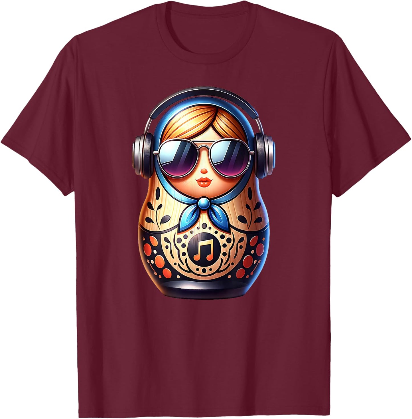 Russian Matryoshka Music Russia Russian Matryoshka T-Shirt - T-Shirt | Maroon
