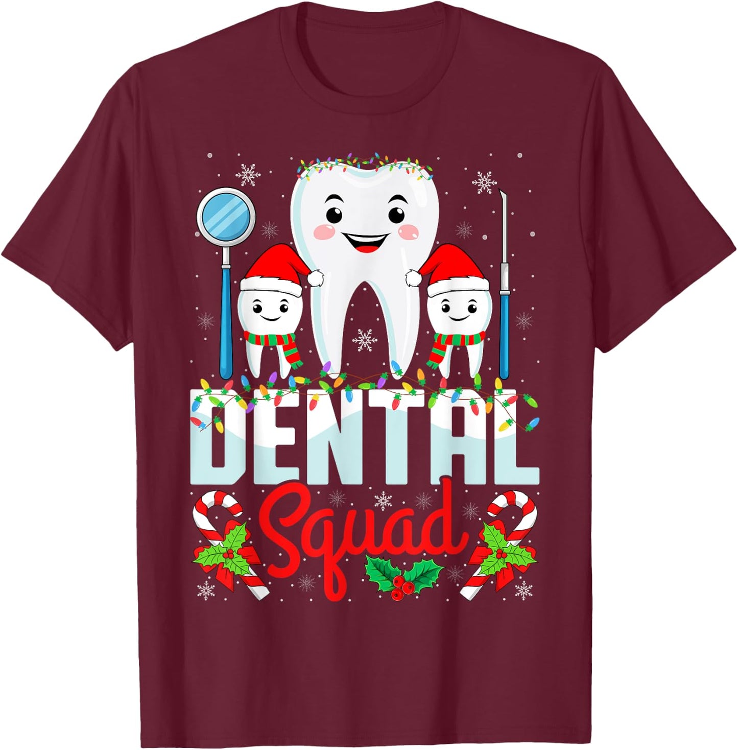 Dental Squad Santa Hat Xmas Dentist Hygienist Christmas T-Shirt - T-Shirt | Maroon