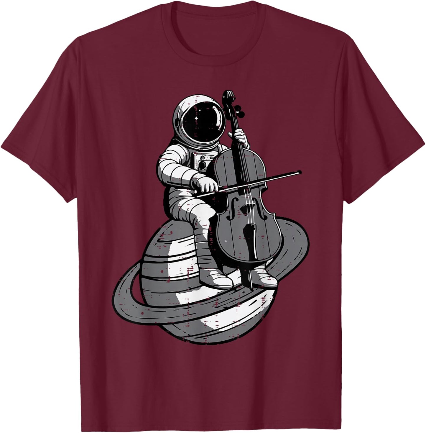 Astronaut Playing Cello Planet Space Music Men Women Kids T-Shirt - T-Shirt | Maroon