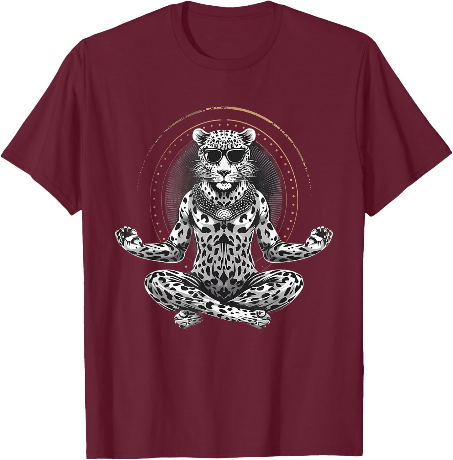 Cheetah Meditation Yoga Buddhist Zen Buddha Spirituality T-Shirt - T-Shirt | Maroon