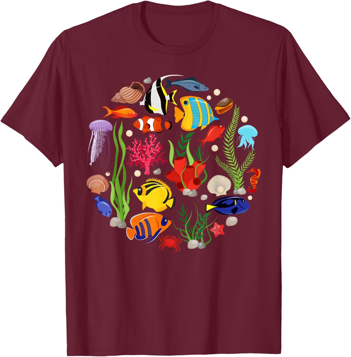 Cute Sea Animal Oceans Clownfish Aquarium Toddler Boy Girl T-Shirt - T-Shirt | Maroon