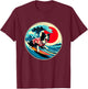 Great Wave Kanagawa Border Collie dog Surfing Women Kids T-Shirt - T-Shirt | Maroon