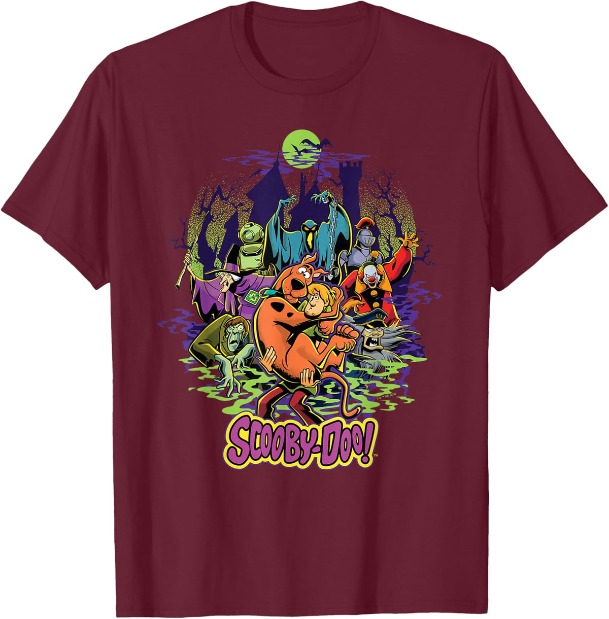 Scooby-Doo and Shaggy Chased by Monsters T-Shirt - T-Shirt | Maroon