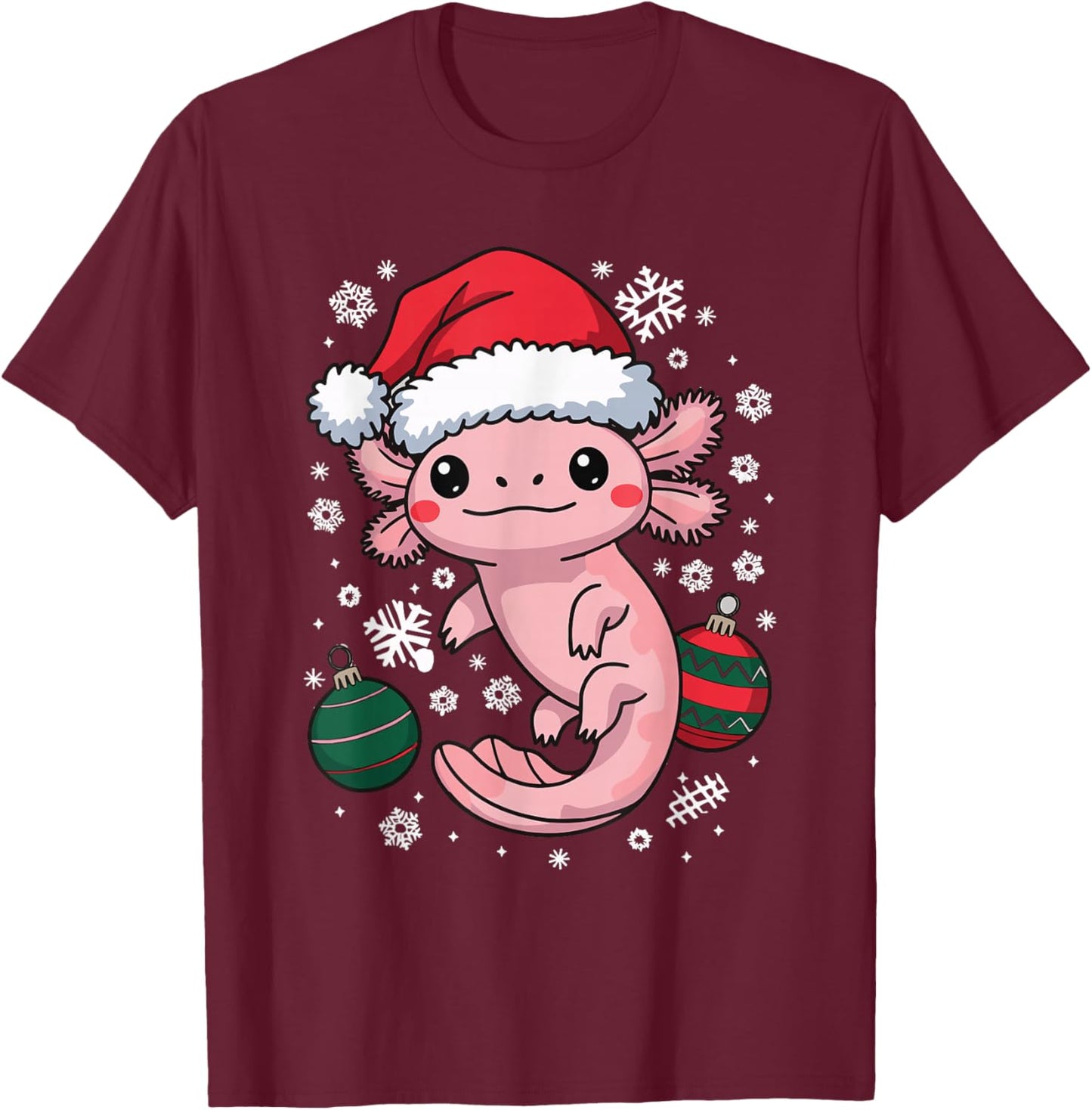 Axolotl Christmas T-Shirt - T-Shirt | Maroon
