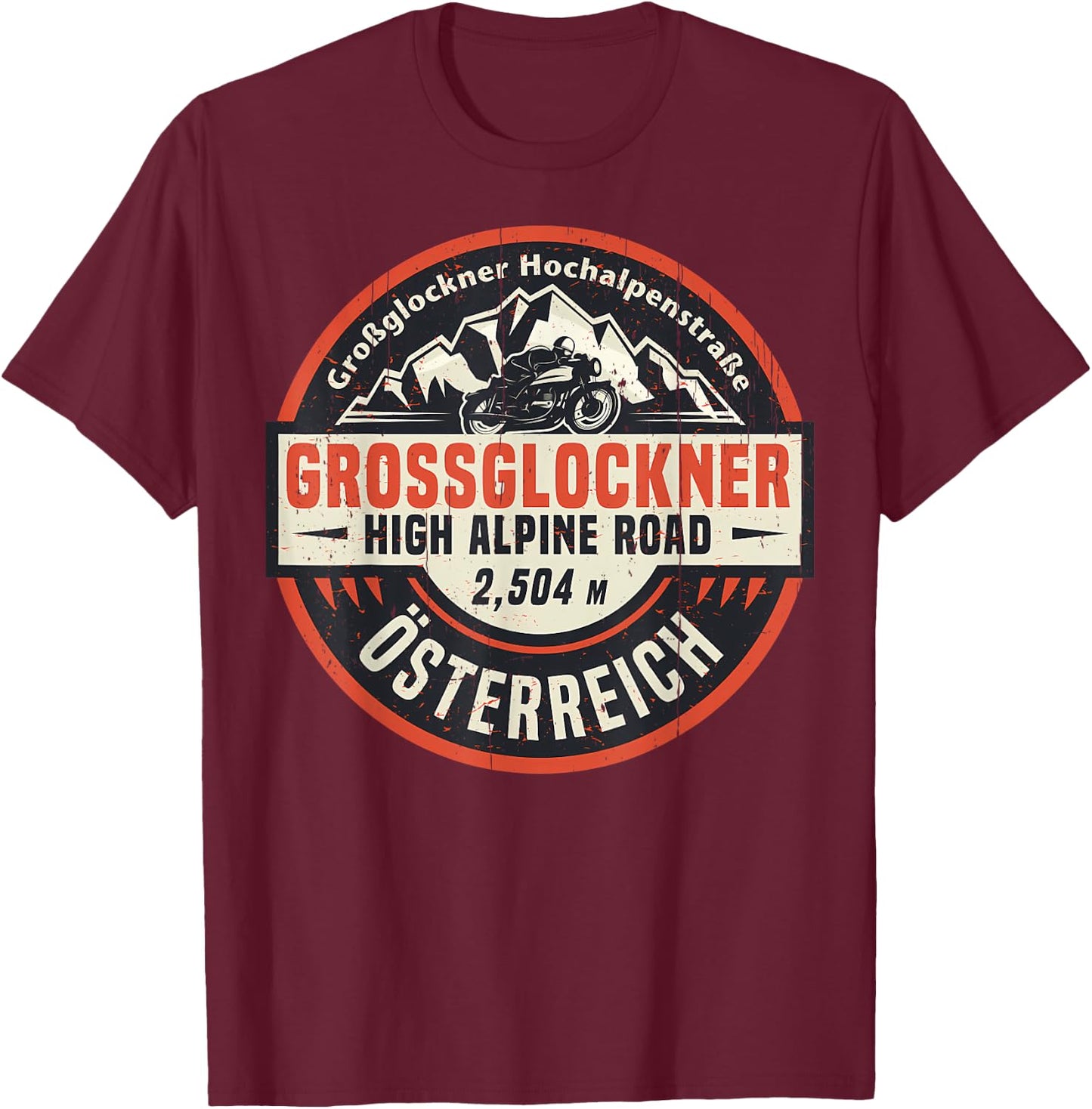 Vintage Grossglockner High Alpine Road In Spring Mountain T-Shirt - T-Shirt | Maroon