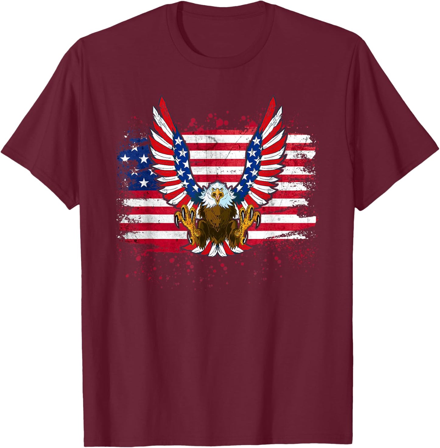 Patriotic Eagle 4th of July USA American Flag Men Women Kids T-Shirt - T-Shirt | Maroon