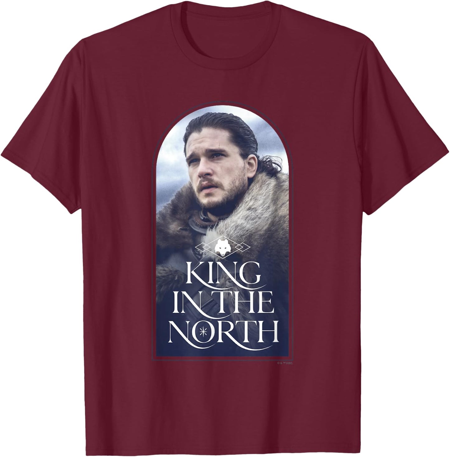 Game Of Thrones Jon Snow King In The North Cinematic Arch T-Shirt - T-Shirt | Maroon