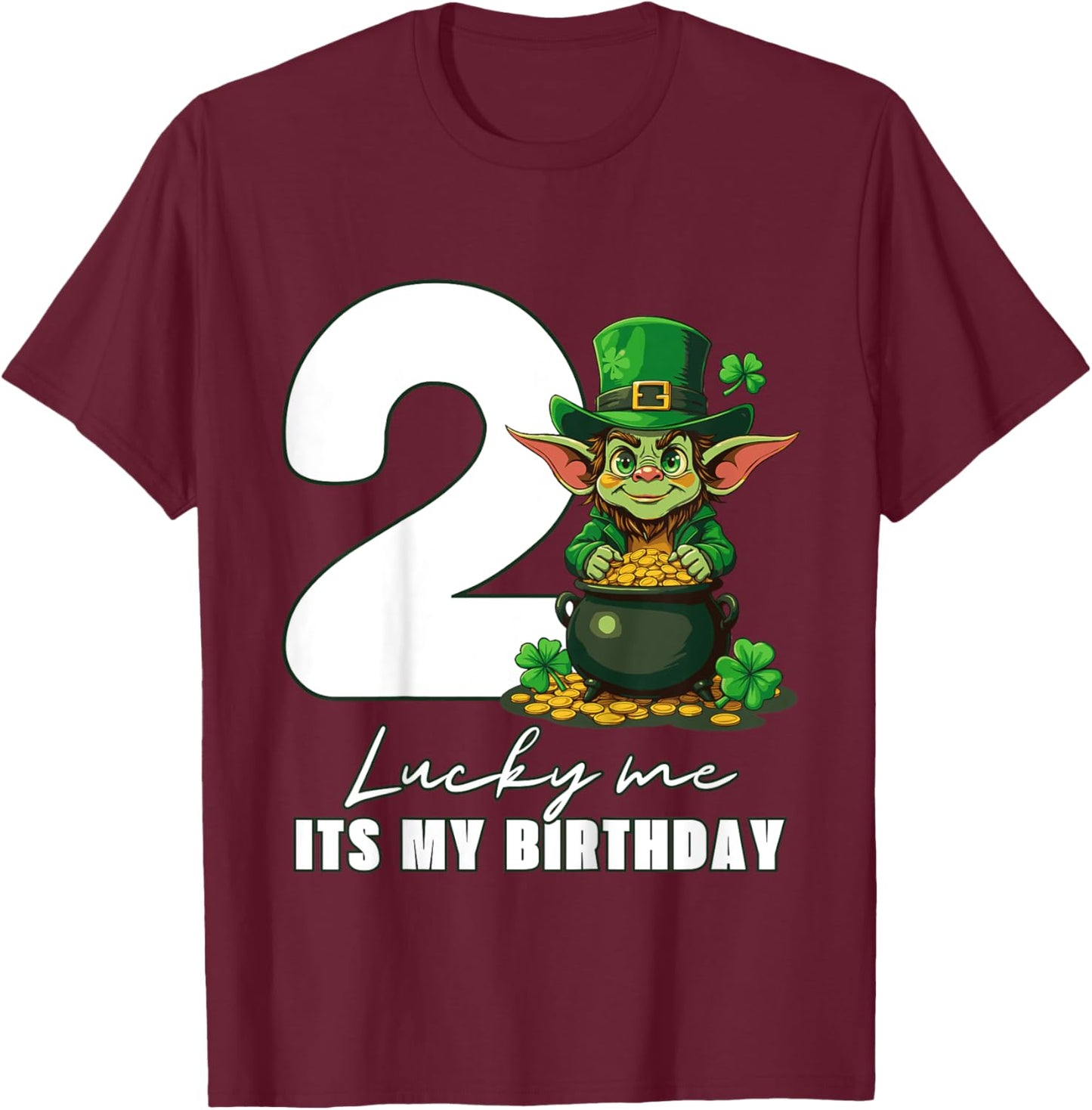 Kids 2nd Two St. Patrick's Day Birthday T-Shirt - T-Shirt | Maroon