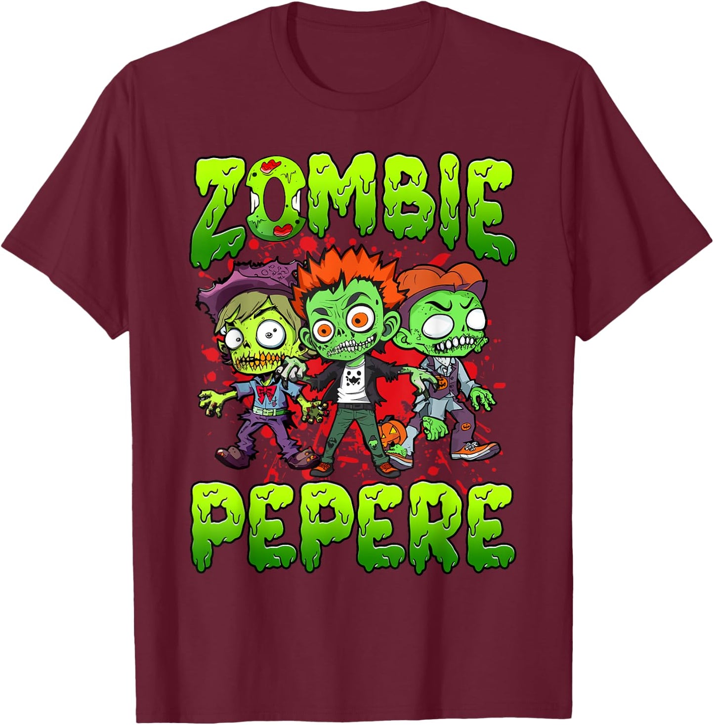 Zombie Pepere Halloween Costume Family Matching T-Shirt - T-Shirt | Maroon